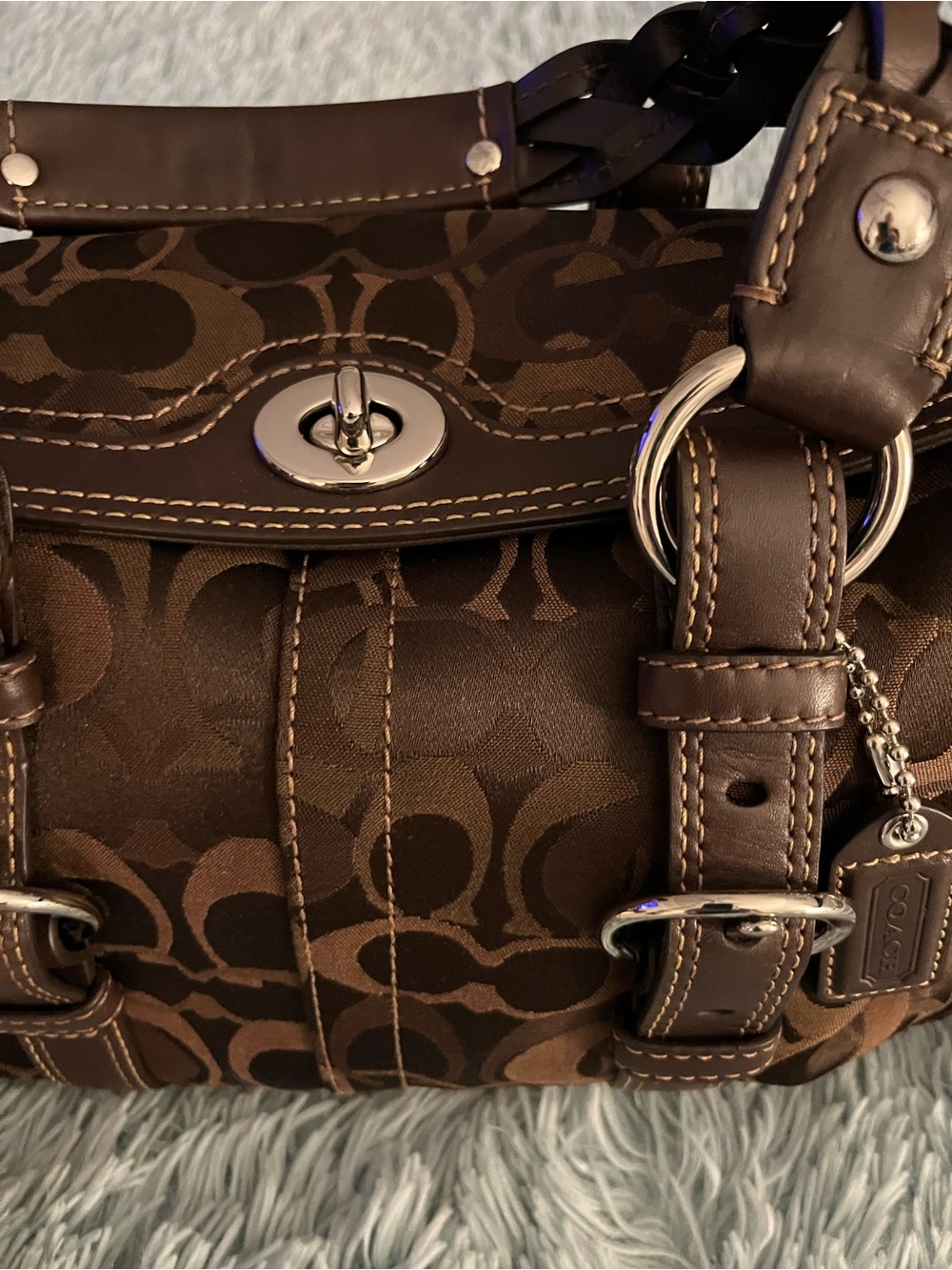 Coach Brown Signature Canvas Satchel Bag with Leather Trim STUNNING NWT - Picture 2 of 16